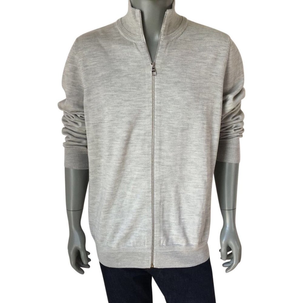 New Authentic Louis Vuitton Men's Leather Patch Cardigan Sweater